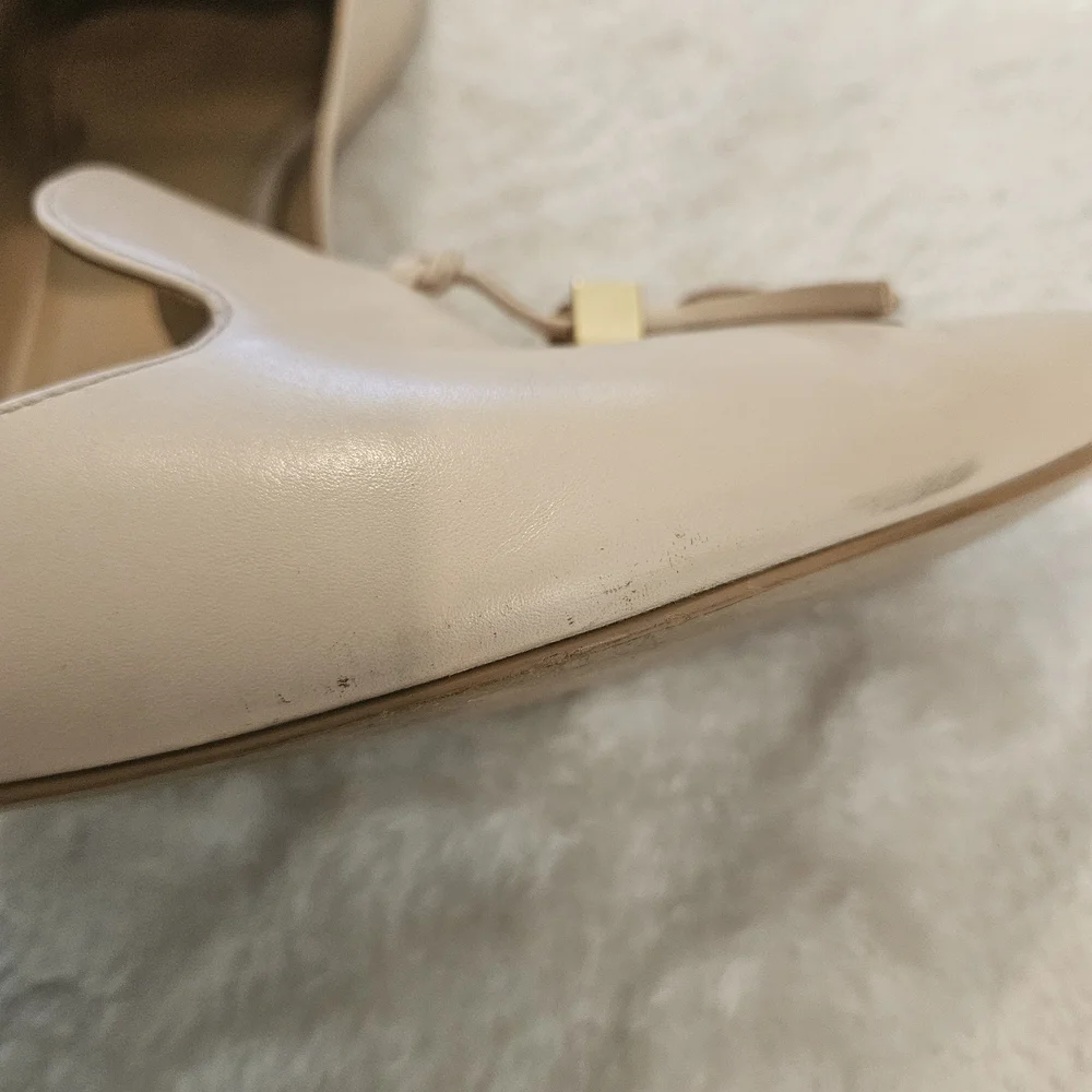 Beige Tassel Leather Mules Size 9 Tan Neutral Business Casual Minimalist Work - Picture 6 of 14